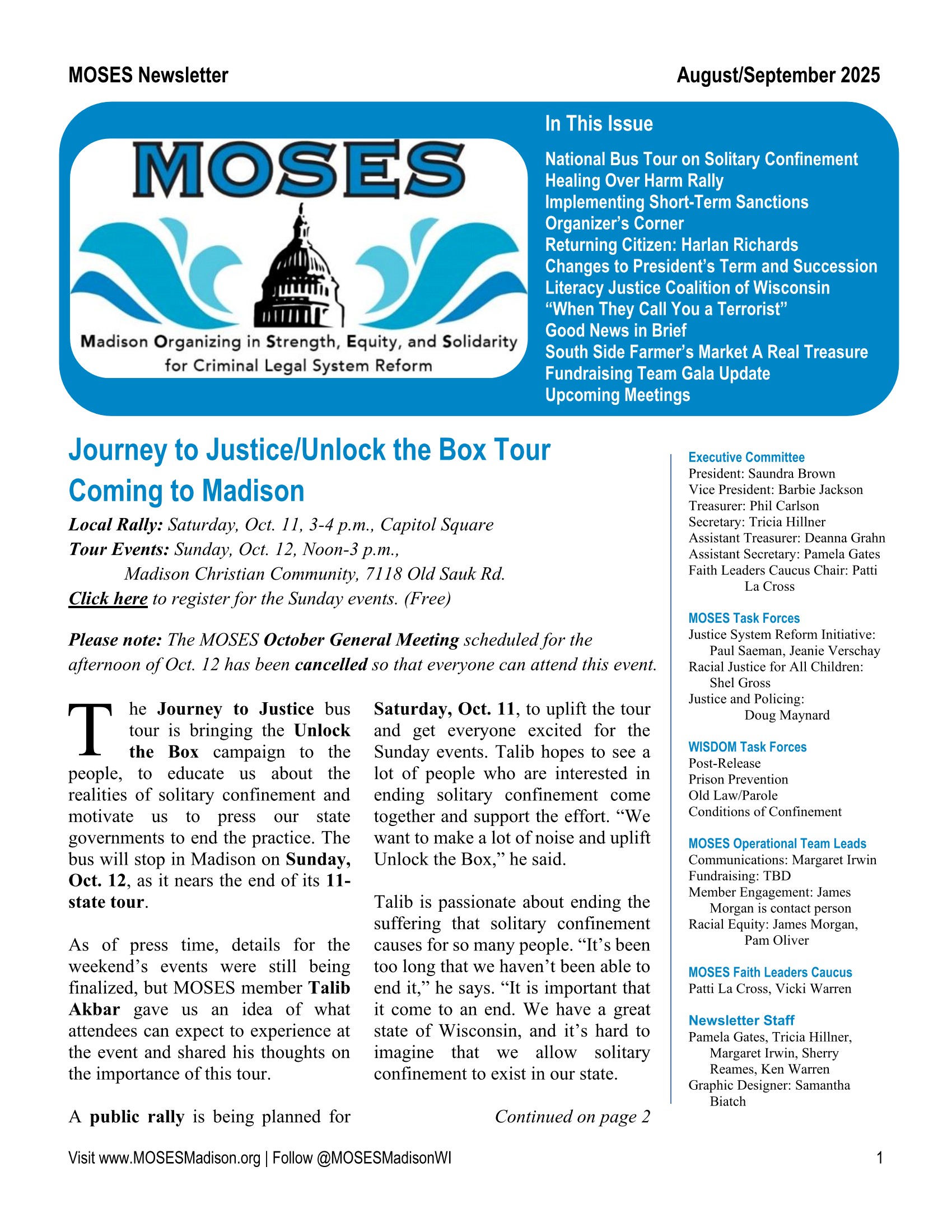 image of first page of n ewsletter